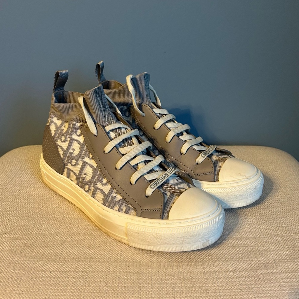 Dior Grey Walk N Dior High-Top Sneakers